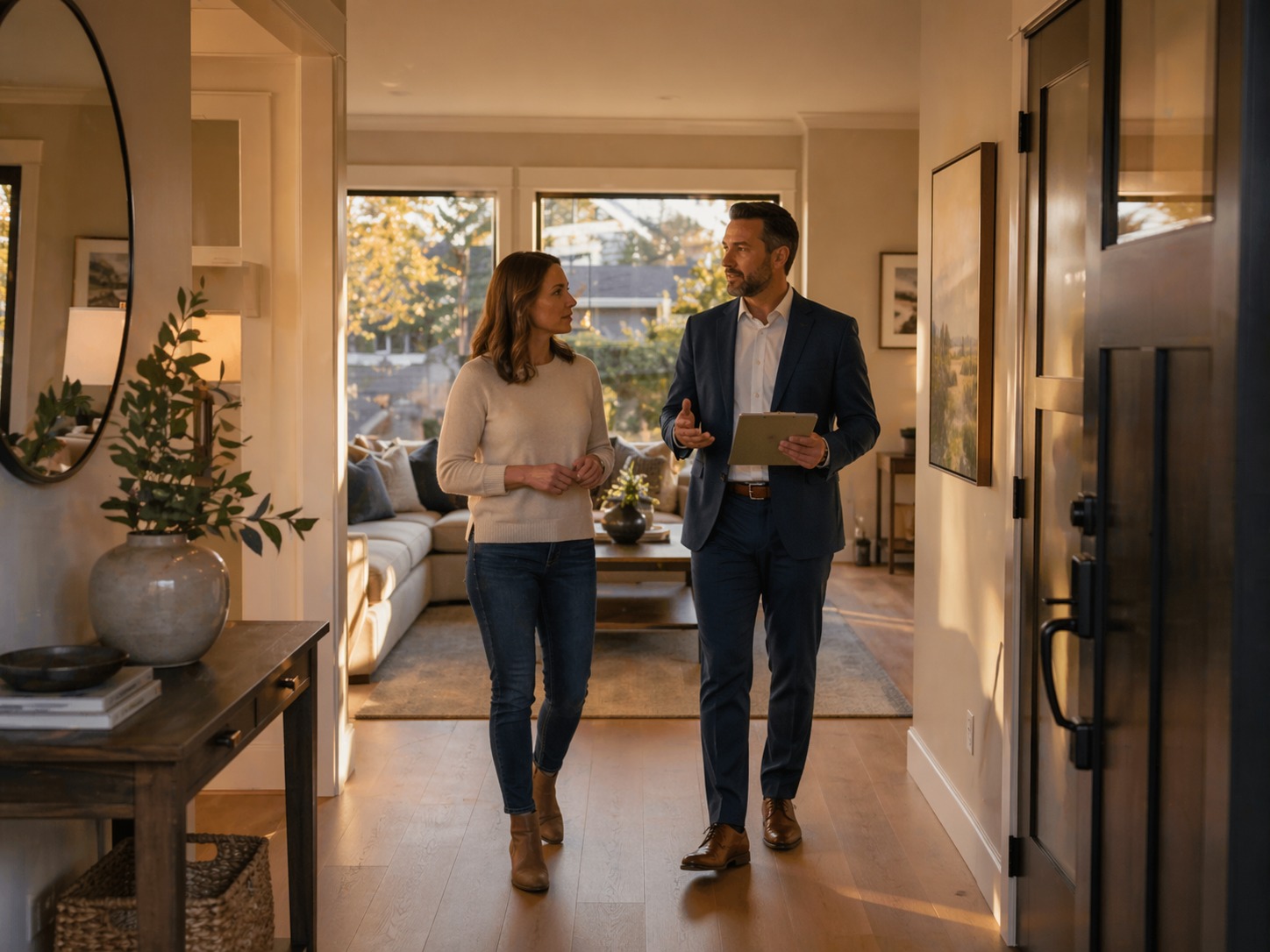Seller consultation inside a home